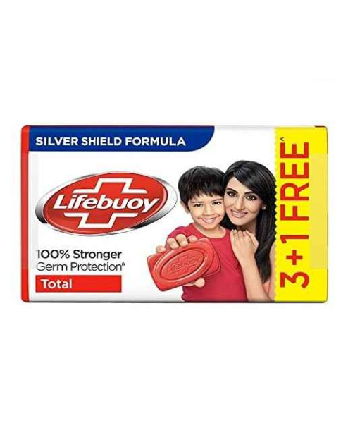 Lifebuoy Total Soap, 125 g Pack of 4 with  Buy 3 Get 1 Free 